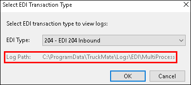 The Select EDI Transaction Type window.