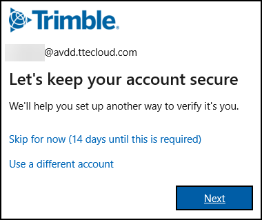A prompt to set up an account verification method.
