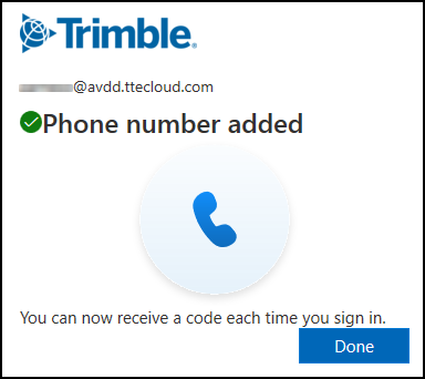 A confirmation message that says phone number added.