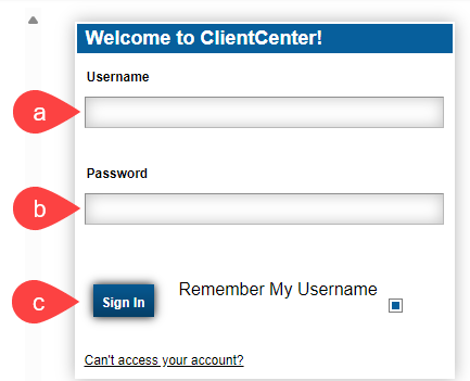 login window