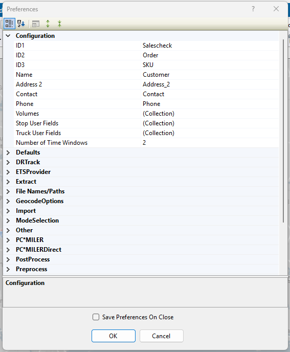 configuration preferences