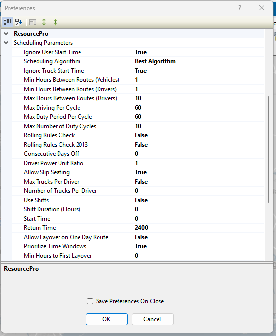 respro scheduling pref