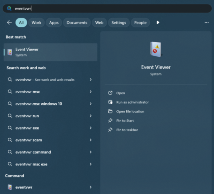 event viewer