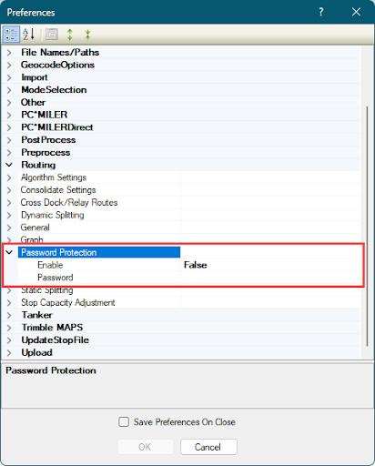 preferences window