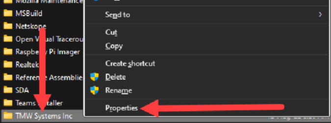 folder location