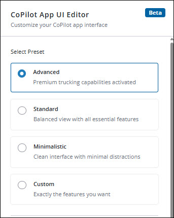 Preset dialog box