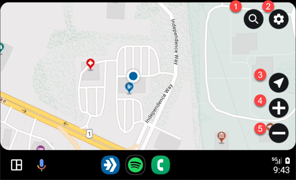 Schermata principale di CoPilot in Android Auto