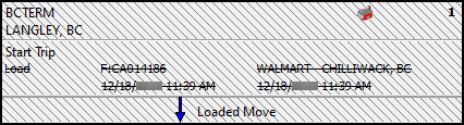 A trip leg with diagonal stripes over it.