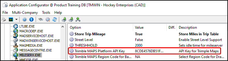 The Trimble MAPS Region Code for Base Map app config.