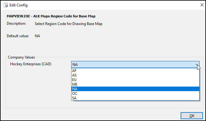 The MILESERVER.EXE - Trimble MAPS Region Code for Base Map app config.