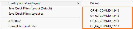 Quick Filter layout options.
