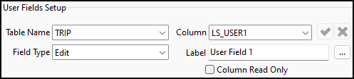 The TRIP User Fields Setup pane.