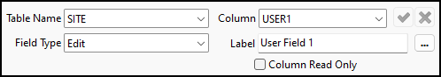 The SITE User Fields setup pane.