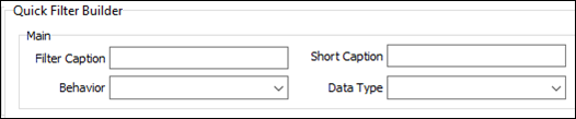 Quick Filter Builder "main" header fields