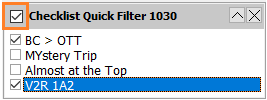 Filter selected checkbox highlighted