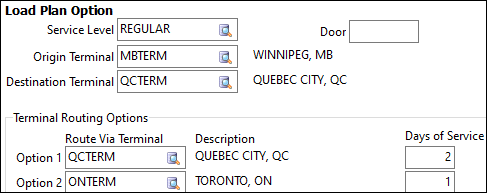 A load plan for MBTERM to QCTERM.