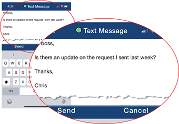 Screenshot of a simple text message