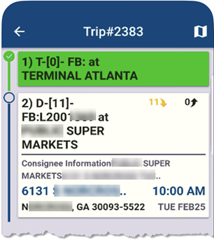 Screenshot of a trip