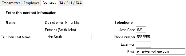 The Contact tab.