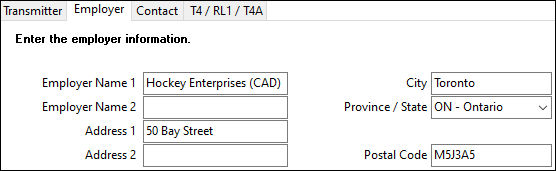 The Employer tab.