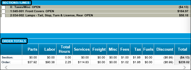 Invoice Section Pane