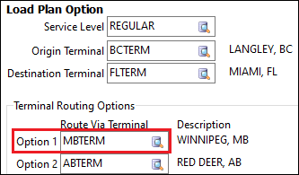 A load plan for BCTERM to FLTERM