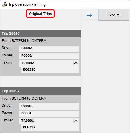 The Original Trips column with two trips.