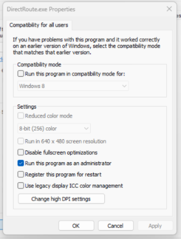 change settings