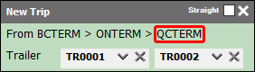 A new trip with QCTERM as the end zone.