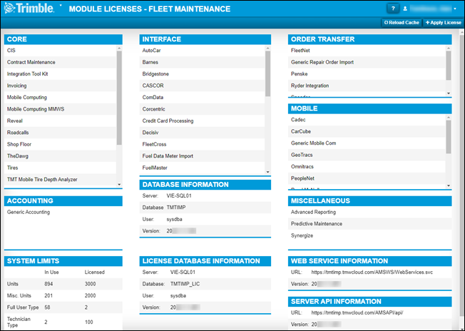 Module Licenses Page
