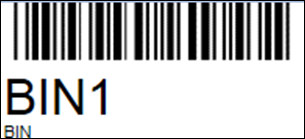 Example of a bin label barcode