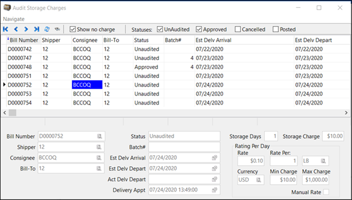 AuditStorageCharges