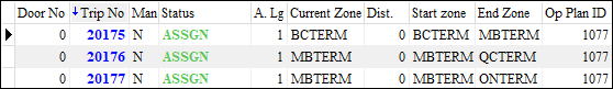 A trip grid with three trips with the same Op Plan ID.