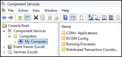 The Component Services window.
