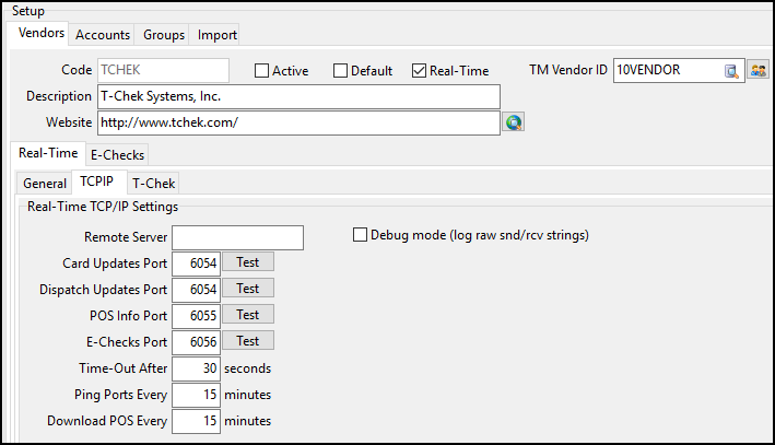 The TCPIP tab.