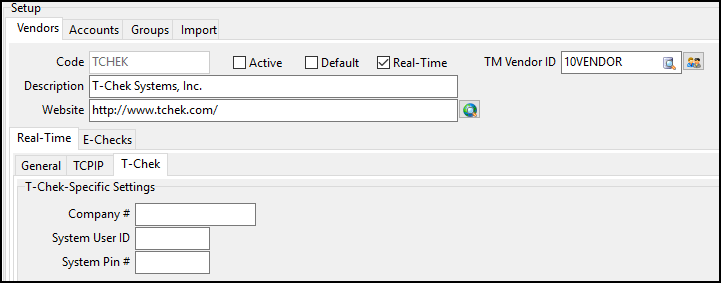 The T-Chek tab.