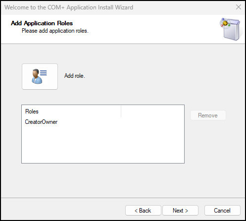 The Add Application Roles window.