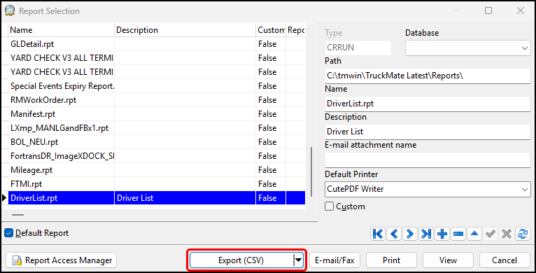 The Export option.