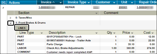 Invoices Listing page overview :: Fleet Maintenance