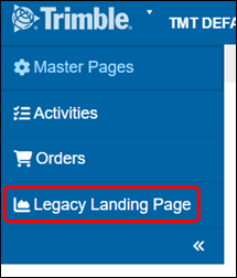 The menu with the Legacy Landing Page option emphasized