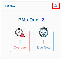 The PM Widget with the Refresh icon emphasized