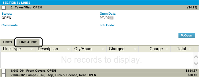 Invoice Line Audit Tab