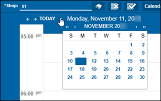 The Calendar control expanded