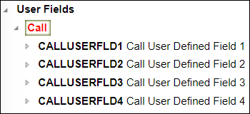 The User Fields node expanded to show the four user-defined fields.