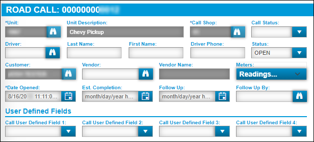 A Road Call pane