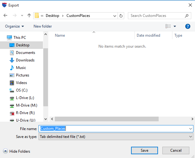 Export Custom Places