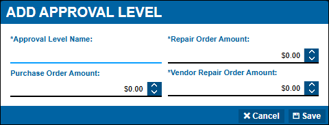 The Add Approval Level window