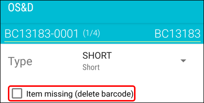 The Item missing delete barcode checkbox.