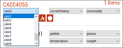 The calc field dropdown list.