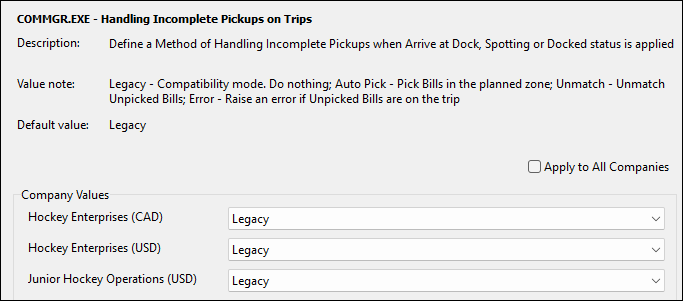 The Handling Incomplete Pickups on Trips config.